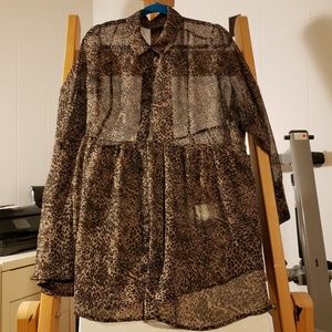 Lane Bryant 22/24 sheer leopard print babydoll top